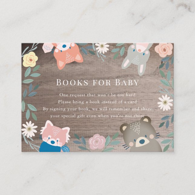 Tarjeta De Recepción Petición de libro rosa para animales de bosque flo (Anverso)