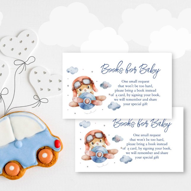 Tarjeta De Recepción Petición de libros de bebés para el avión piloto (Little pilot vintage airplane baby shower diaper raffle enclosure card diaper raffle ticket)