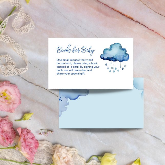 Tarjeta De Recepción Petición de libros para bebés en la nube (Oh Baby cloud baby shower books request Enclosure Card books for baby card whimsical blue cloud)