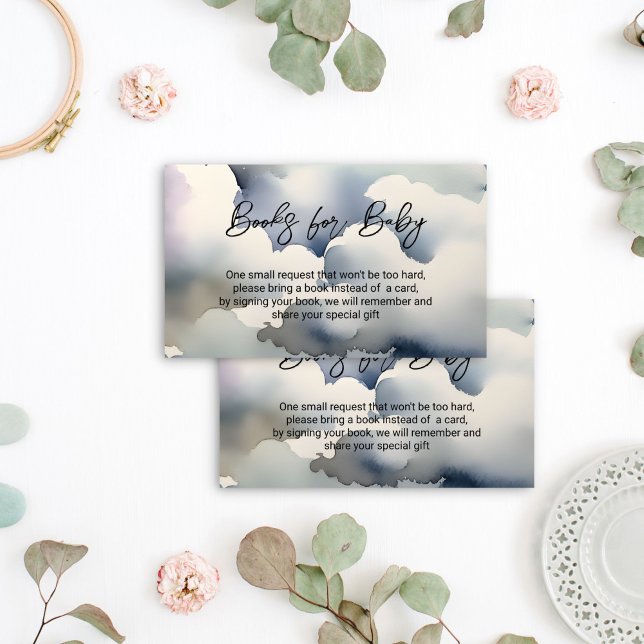 Tarjeta De Recepción Petición de libros para bebés en la nube (Oh Baby cloud baby shower books request Enclosure Card books for baby cloud nine baby shower)