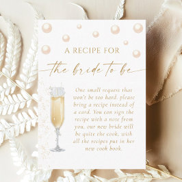 Tarjeta De Recepción Petición de receta de Pearls y Prosecco Bridal Sho