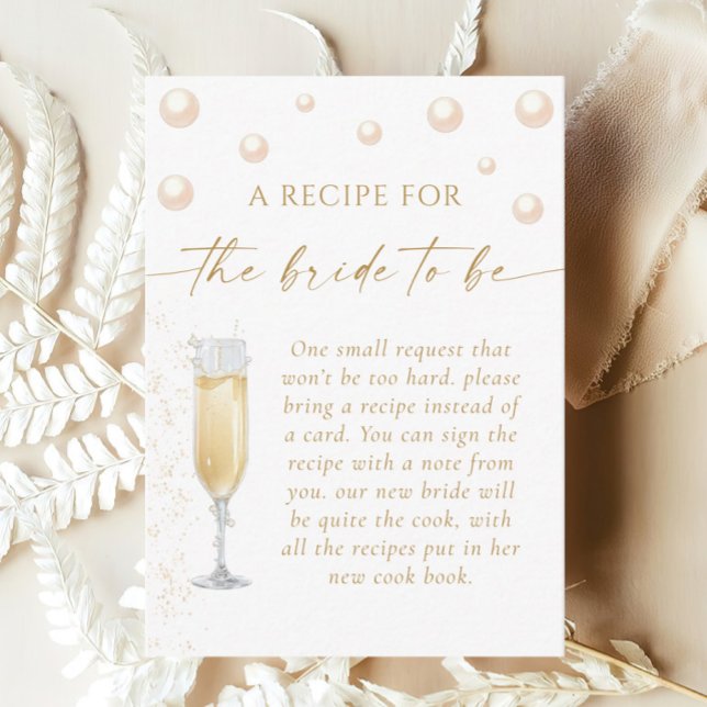 Tarjeta De Recepción Petición de receta de Pearls y Prosecco Bridal Sho (Subido por el creador)