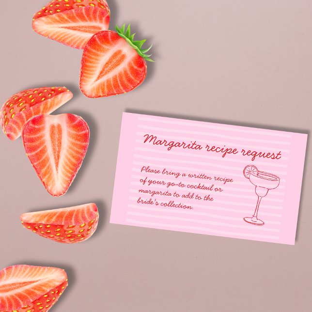 Tarjeta De Recepción Petición de receta para beber trae Margarita favor (Drink Recipe Request Bring Favorite Margarita Enclosure Card)