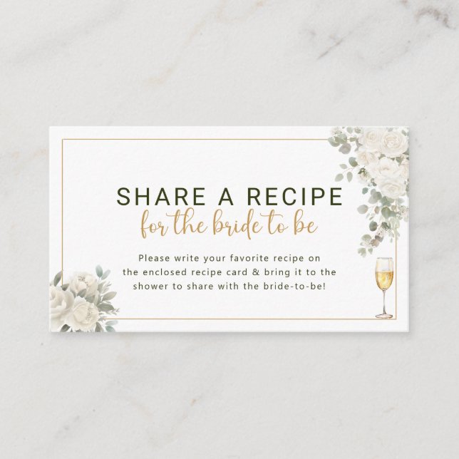 Tarjeta De Recepción Petición de receta para la ducha de novia de Petal (Anverso)