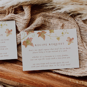 Tarjeta De Recepción Petición de receta para la ducha nupcial de hojas 