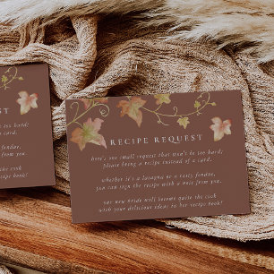 Tarjeta De Recepción Petición de receta para la ducha nupcial de hojas 
