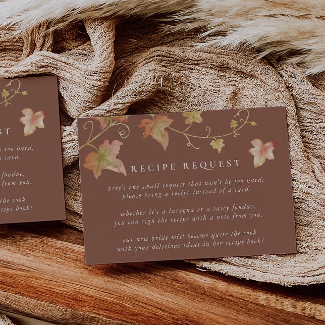 Tarjeta De Recepción Petición de receta para la ducha nupcial de hojas  (Subido por el creador)