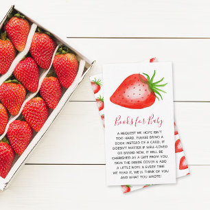 Tarjeta De Recepción Petición de un libro de Baby Shower Little Strawbe