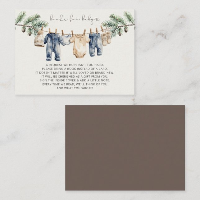 Tarjeta De Recepción Petición de un libro de Baby Shower para los navid (Anverso / Reverso)
