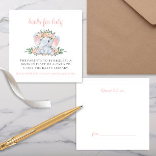 Tarjeta De Recepción Petición de un libro de Baby Shower sobre elefante
