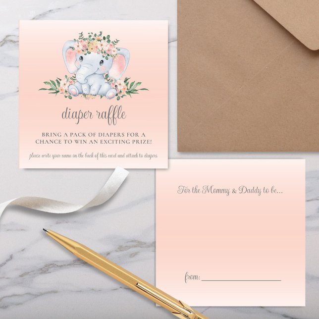 Tarjeta De Recepción Petición de un libro de Baby Shower sobre elefante (Cute Blush Pink Floral Greenery Elephant Baby Shower Theme Books for Baby Cards)