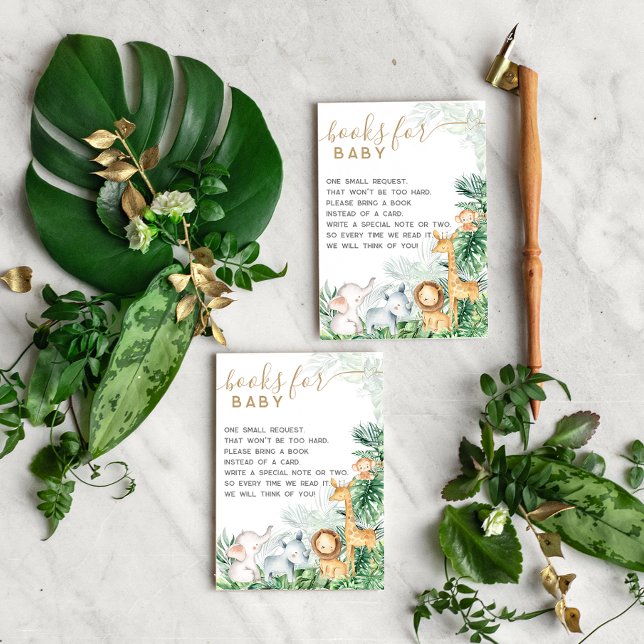 Tarjeta De Recepción Petición del libro de Baby Shower Safari Baby Anim (Subido por el creador)