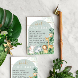 Tarjeta De Recepción Petición del libro de Baby Shower Safari Baby Anim