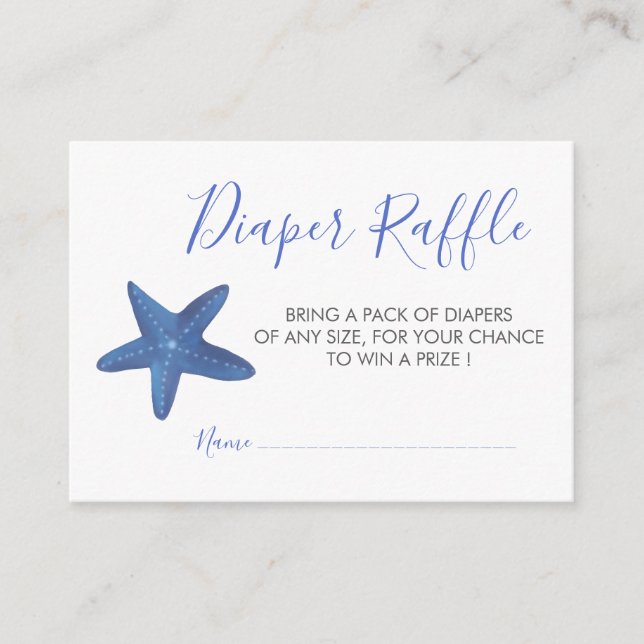 Tarjeta De Recepción Pez estrella | Ocean Baby Shower Diaper Raffle (Anverso)