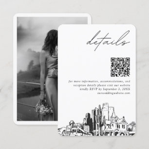 Tarjeta De Recepción Phoenix Boda Detalles modernos Código QR