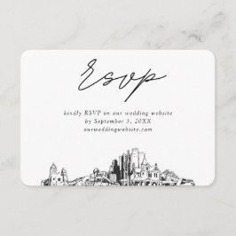 Tarjeta De Recepción Phoenix Boda Minimalista Sketch RSVP