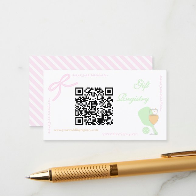 Tarjeta De Recepción Pickleball and Prosecco Bridal Shower Registry (Anverso/Reverso In Situ)