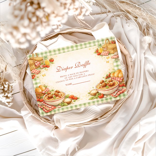 Tarjeta De Recepción Picnic Green Gingham Little Meatbal Diapper Raffle (Subido por el creador)