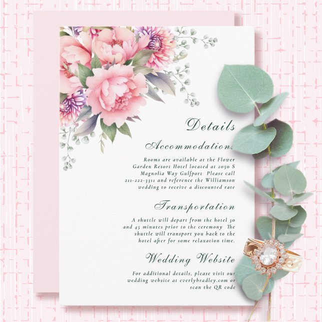 Tarjeta De Recepción Pico Sage Romántico acuarela Floral Peony Detalle (Subido por el creador)