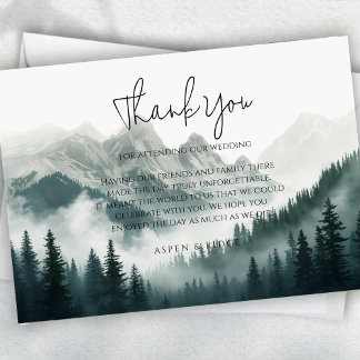 Tarjeta De Recepción Picos Verdes Bosque Brumoso Acuarela Gracias