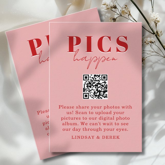 Tarjeta De Recepción Pics happen! Photo, QR-Code, Wedding (Pics happen! Photo, QR-Code, Wedding Enclosure Card)