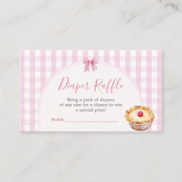 Tarjeta De Recepción Pie Cutie Pink Gingham Baby Shower Diaper Raffle