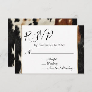 Tarjeta De Recepción Piel de vaca occidental crema marrón Boda RSVP