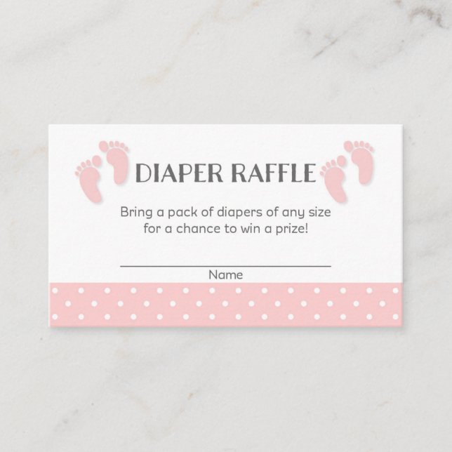 Tarjeta De Recepción Pies de bebé rosados Baby Shower Diaper Raffle Tic (Anverso)
