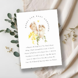 Tarjeta De Recepción Pies Lindos Libros Florales Amarillos Para Shower