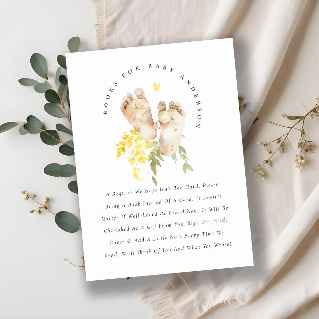 Tarjeta De Recepción Pies Lindos Libros Florales Amarillos Para Shower  (Subido por el creador)