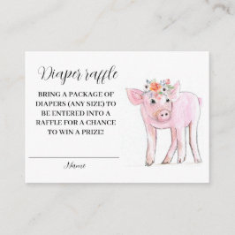 Tarjeta De Recepción Piglet Piggy Granja Animal Diaper Raffle Baby Show