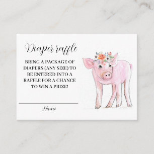 Tarjeta De Recepción Piglet Piggy Granja Animal Diaper Raffle Baby Show
