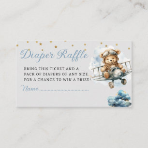 Tarjeta De Recepción Piloto de acuarela cúrcuma Teddy Bear Diaper Raffl