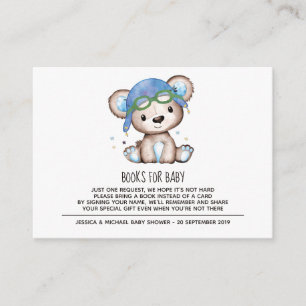 Tarjeta De Recepción Piloto de acuarela Teddy Bear Boys para bebé