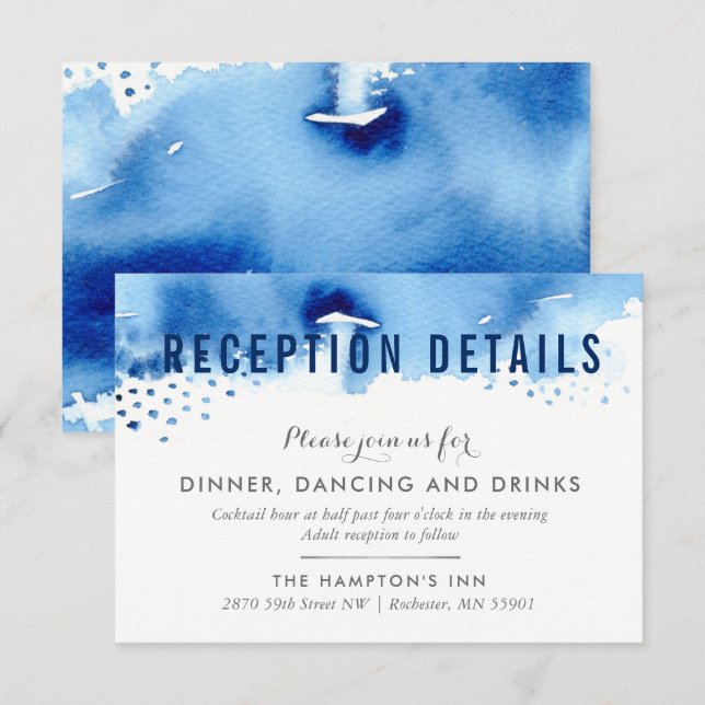 TARJETA DE RECEPCIÓN pincel de acuarela elegante a (Anverso / Reverso)