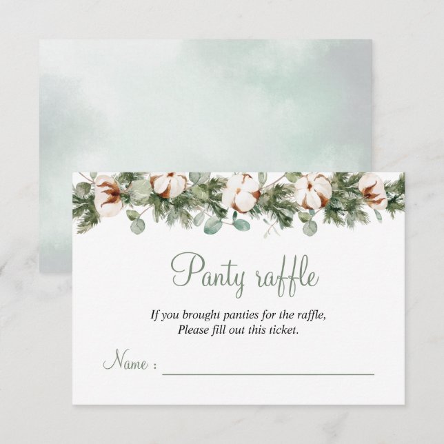 Tarjeta De Recepción Pine Winter Bridal Shower Panty Raffle Card (Anverso / Reverso)