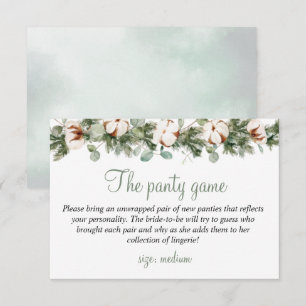 Tarjeta De Recepción Pine Winter Bridal Shower The panty game Card