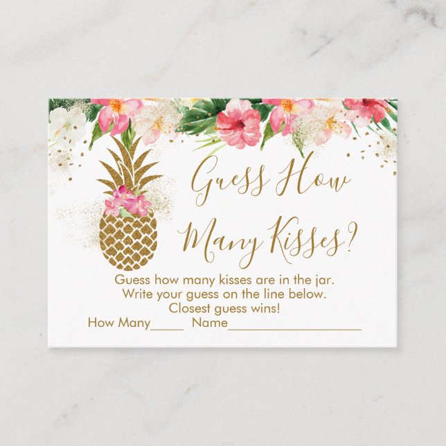 Tarjeta De Recepción Pineapple Floral adivina cuántos besos de juego de (Anverso)