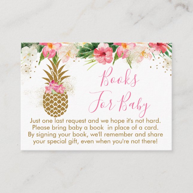 Tarjeta De Recepción Pineapple Tropical Floral Baby Shower Solicitud de (Anverso)