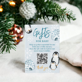 Tarjeta De Recepción Pingüino de invierno iglús de pañales rifa de bebé
