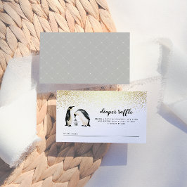 Tarjeta De Recepción Pingüino | Invernal Baby Shower Diaper Raffle