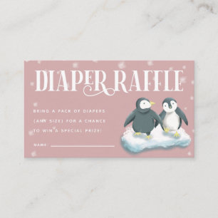 Tarjeta De Recepción Pingüinos Rosados Baby Shower Diaper Raffle Ticket