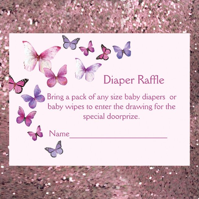 Tarjeta De Recepción Pink A Little Butterfly Baby Shower Diaper Raffle (Subido por el creador)