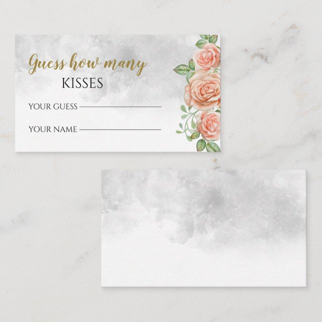 Tarjeta De Recepción Pink adivina cuántos besos de juego de novias (Anverso / Reverso)