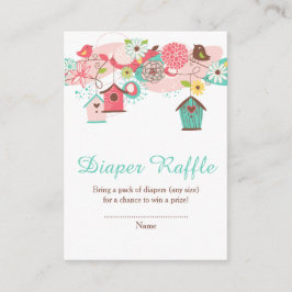 Tarjeta De Recepción Pink and Green Floral Bird Houses Bridal Shower