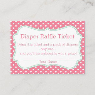 Tarjeta De Recepción Pink and Mint Polka Dots Diaper Raffle Ticket