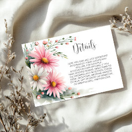 Tarjeta De Recepción Pink and White Daisies Wedding Details