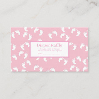 Tarjeta De Recepción Pink Baby Footprints Diaper Raffle Baby Shower