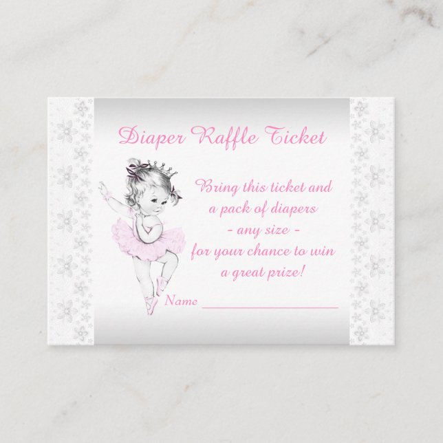 Tarjeta De Recepción Pink Ballerina Diaper Raffle Ticket (Anverso)