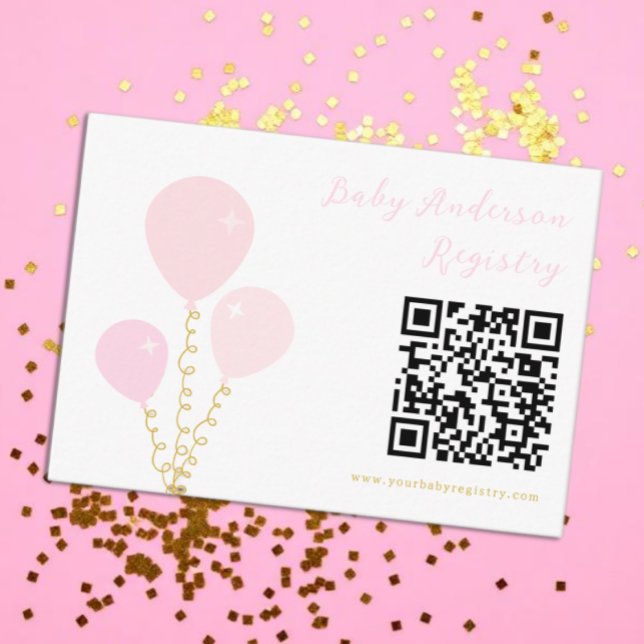 Tarjeta De Recepción Pink Balloons Girl Baby Shower Registry (Subido por el creador)